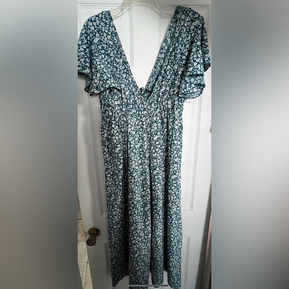 TEAL FLORAL MAXI DRESS